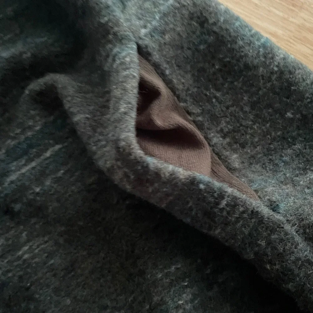 Lucky Brand Duster Vest Open Front Sleeveless Cardigan Wool Blend Olive M Pocket